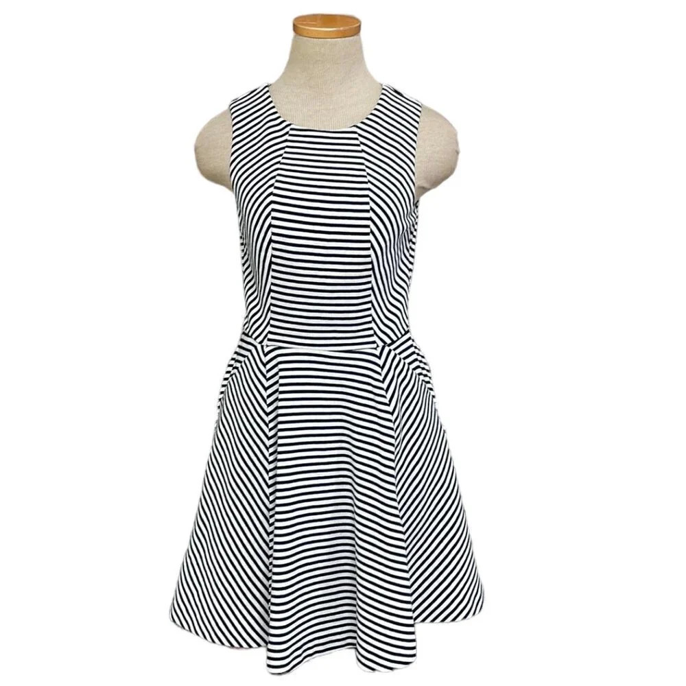 Club Monaco Dress A-Line Sleeveless Striped Blue Size 2